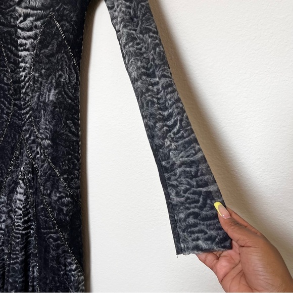 Jean Paul Gaultier FUZZI Women Whymsigoth Maxi Dress‎ Small Gray Metallic Witchy - Picture 3 of 9